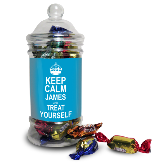Keep Calm Toffee Jar Blue
